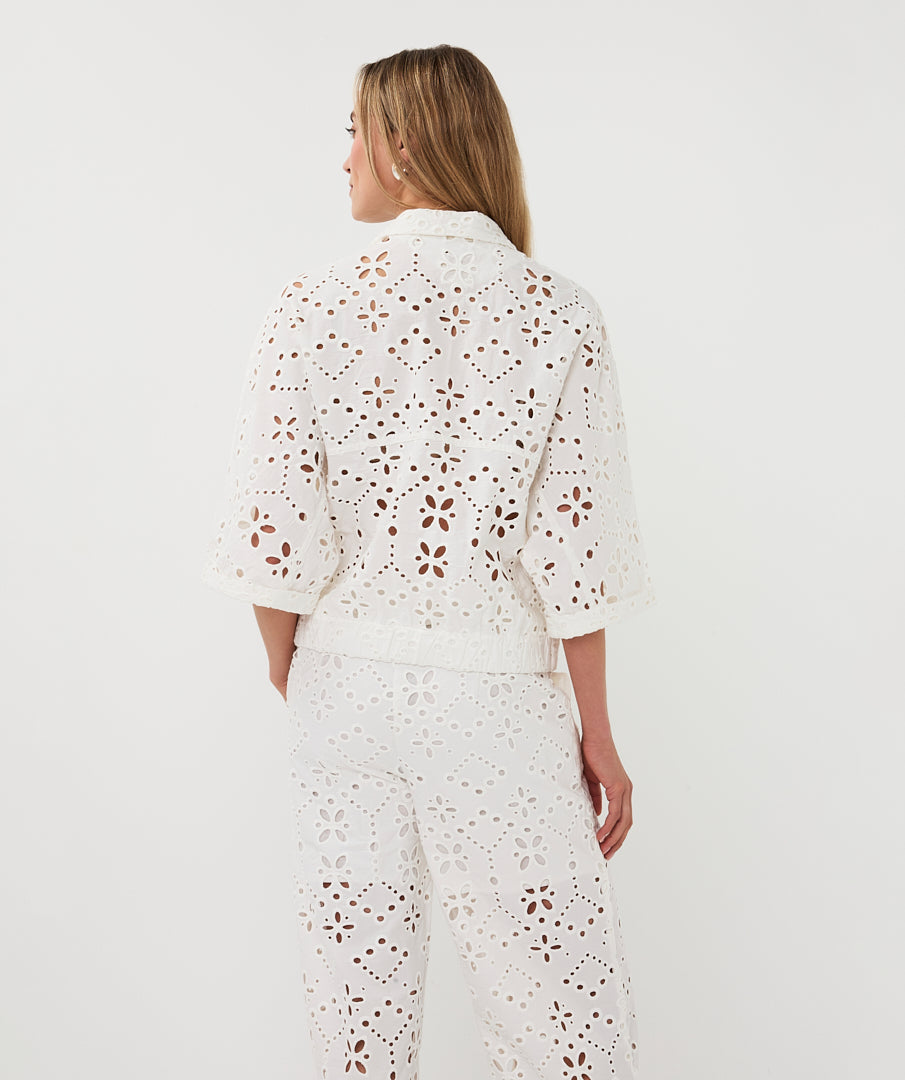 Short Sleeve Off White Jacket by EsQualo Outerwear EsQualo