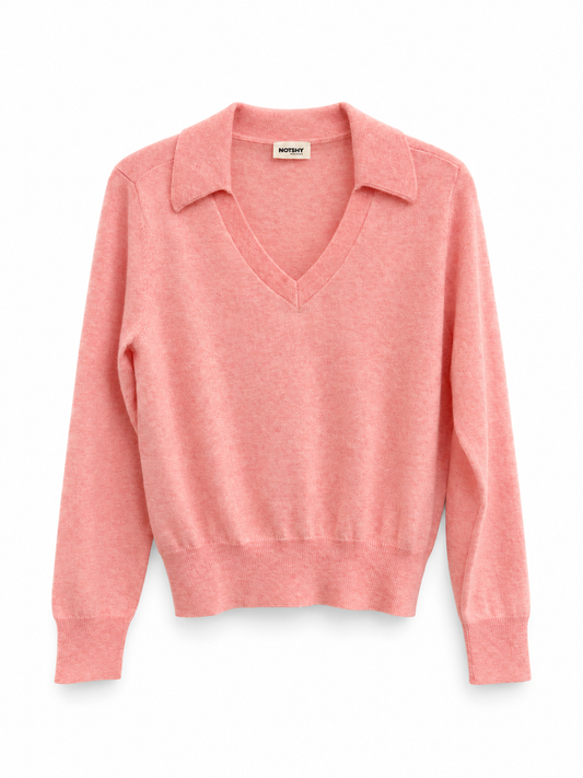 Long Sleeve V-neck Cashmere by NotShy Knits & Sweaters NOT SHY Pink