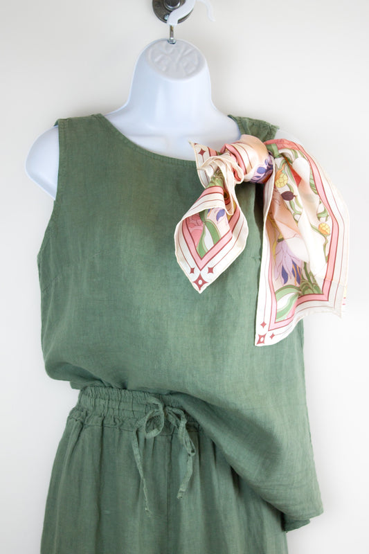 Linen Button Back Tank by Jessica Laura Tank Jessica Laura Olive