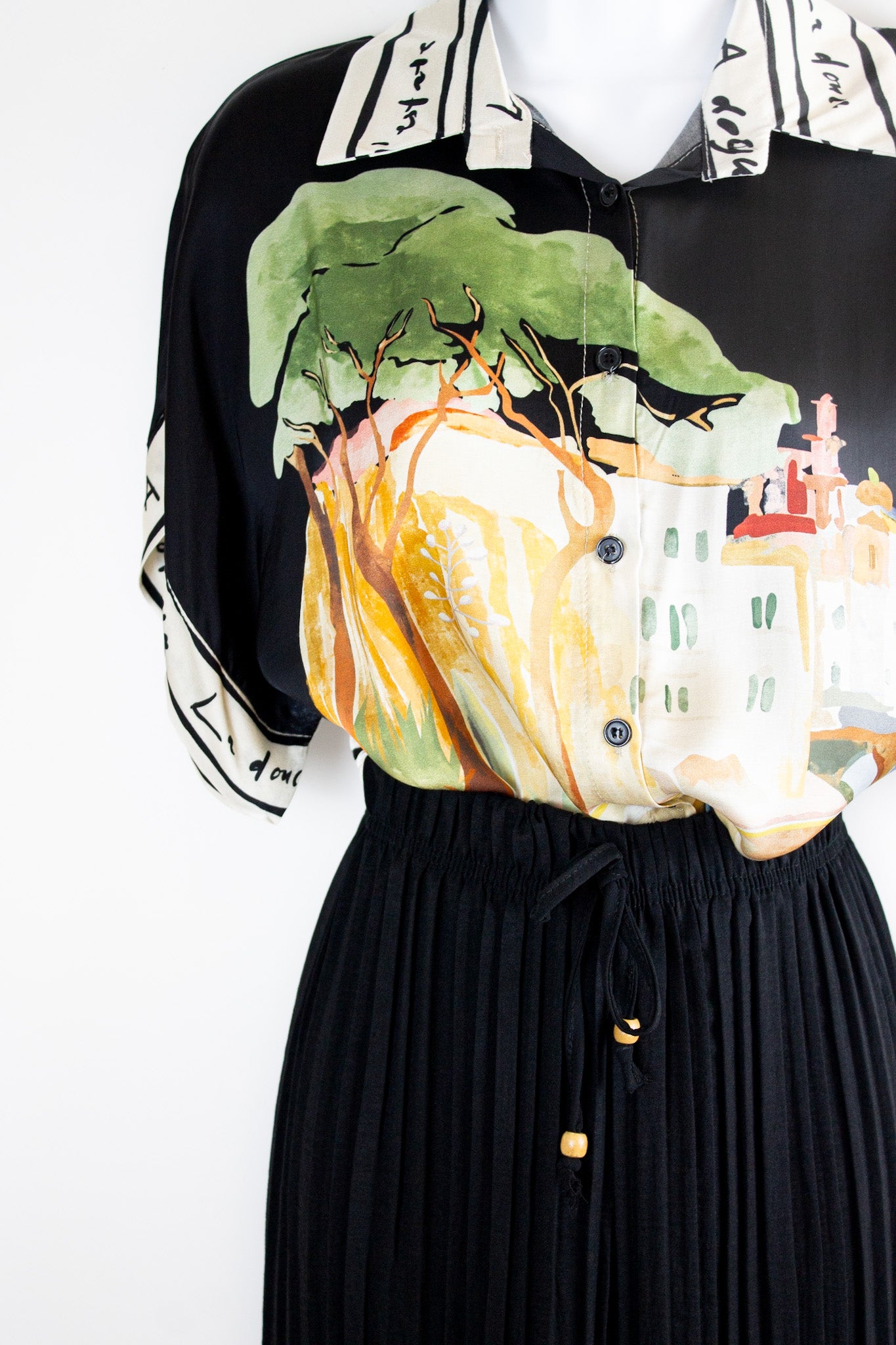 Italian Print Silky Top by Jessica Laura Blouse Jessica Laura