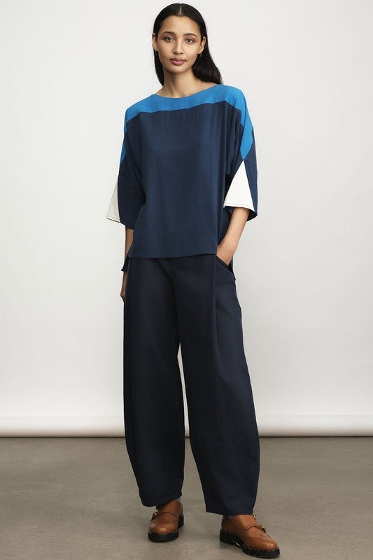 Etta Barrel Trouser by Jennifer Glasgow in Navy - front view