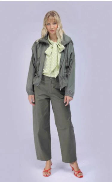 Barrel Leg Cotton Pant by Elissia Trousers Elissia Europe Olive