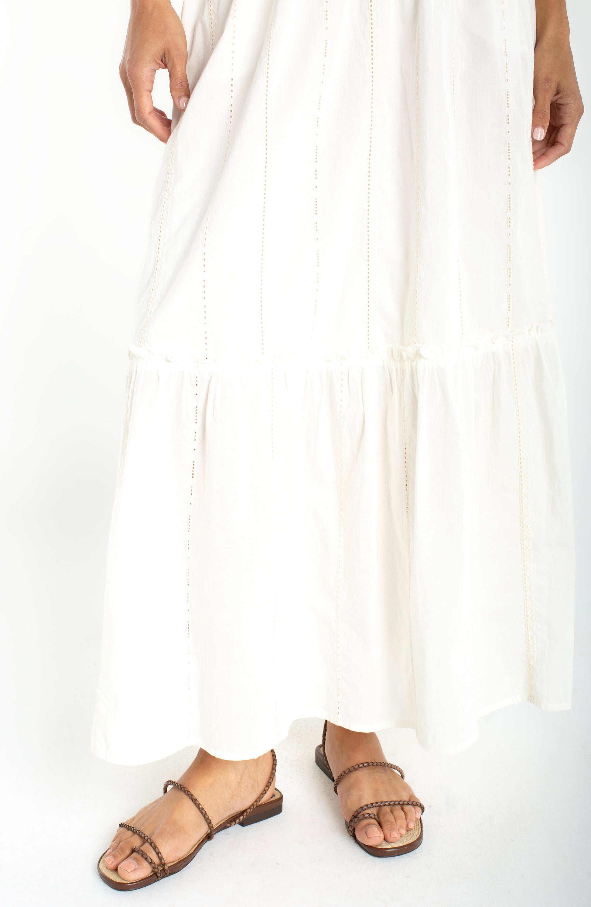 Embroidered Maxi Skirt by Liverpool Maxi Skirt Liverpool Cream