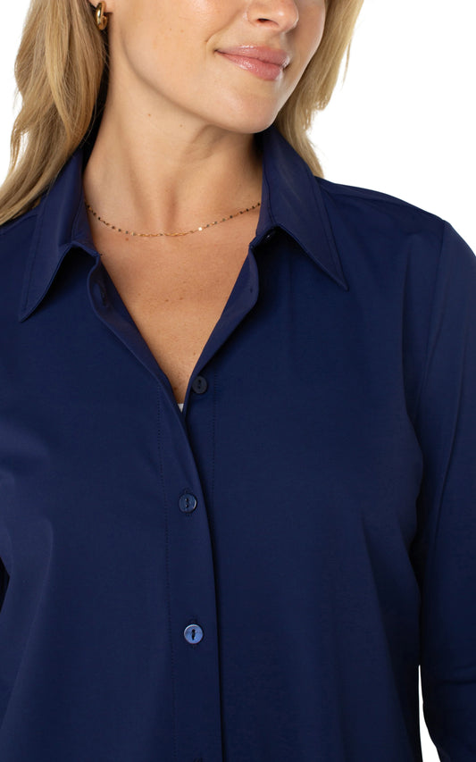 V-Neck Blouse by Liverpool Blouse b.young Navy