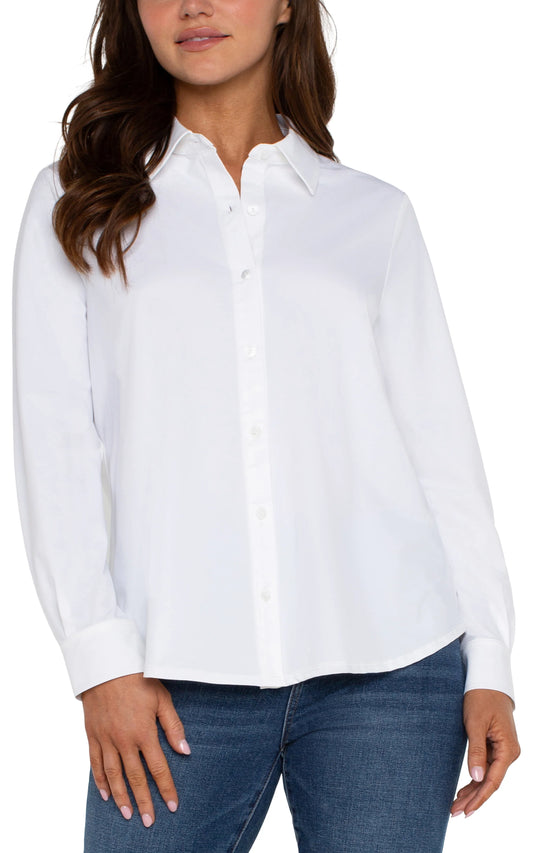 Button Front Blouse by Liverpool Tops Liverpool White