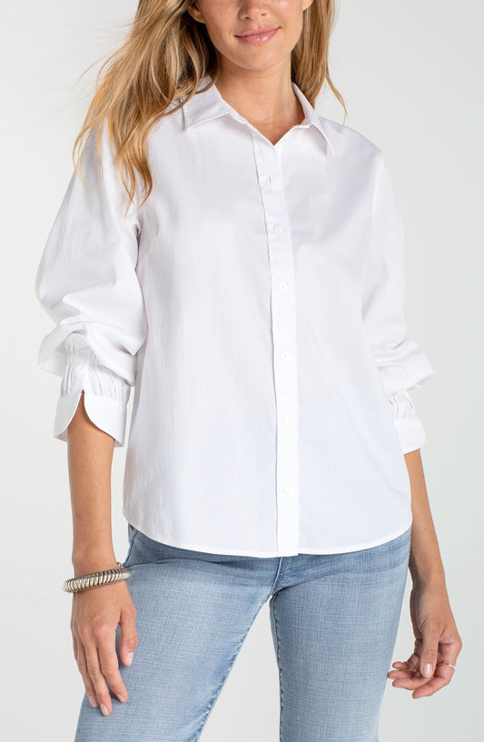 Gathered Sleeve Blouse by Liverpool Blouse Liverpool White
