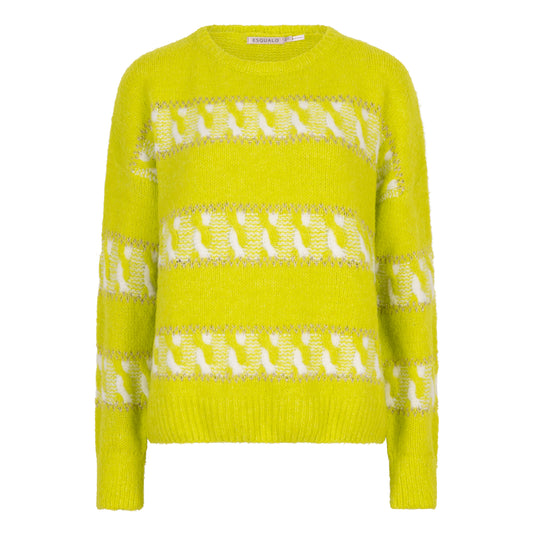 Yellow sweater with white pattern on a white background