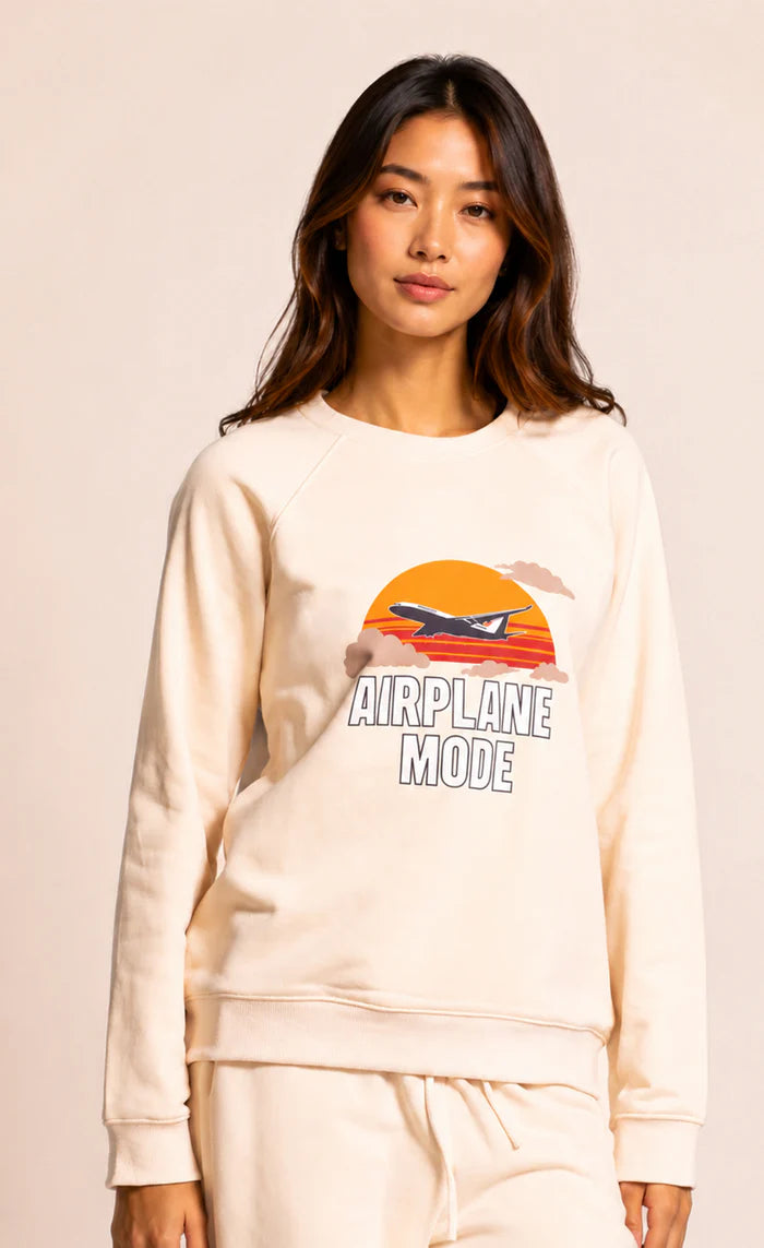 Sweatshirt with Travel Motif by Pink Martini sweatshirt Pink Martini Beige