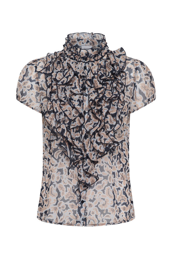 Saint Tropez Lilja Floral Crinkle Blouse in Nightsky Flower Camouflage