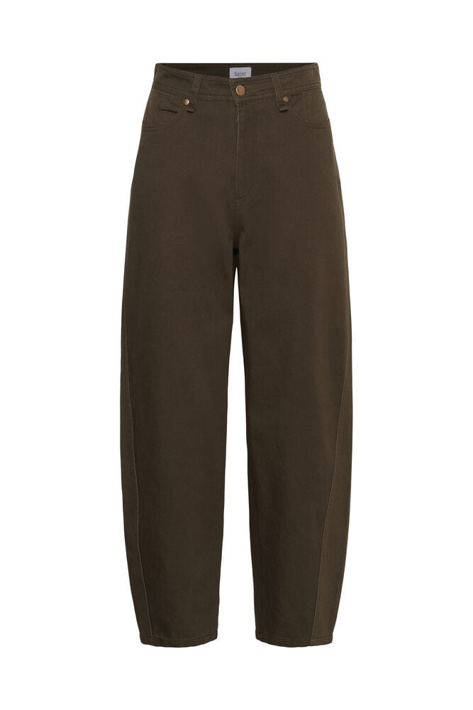 Saint Tropez Joann High-Rise Cotton Jeans in Chocolate Brown