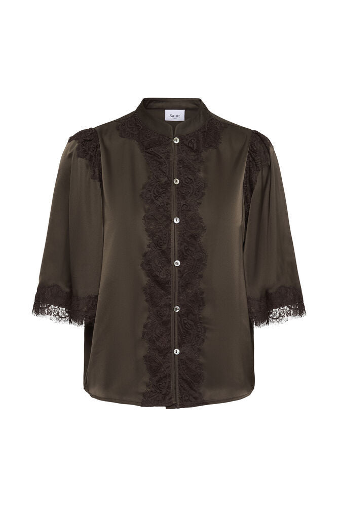 Teagan Blouse by Saint Tropez in Chocolate Brown by Saint Tropez