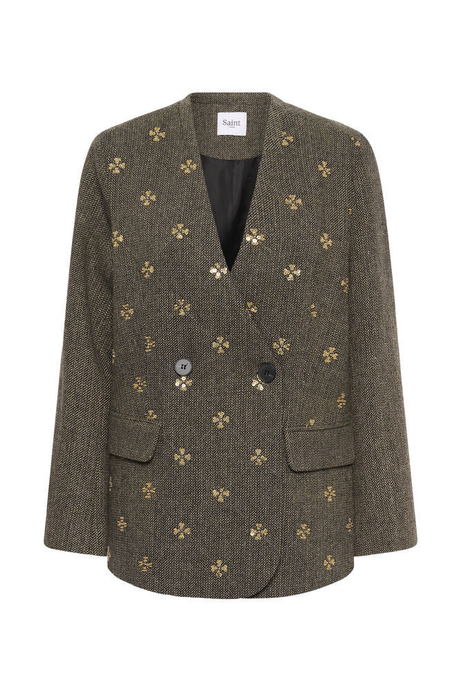 Saint Tropez Terenciana Wool-Blend Blazer in Frost Gray