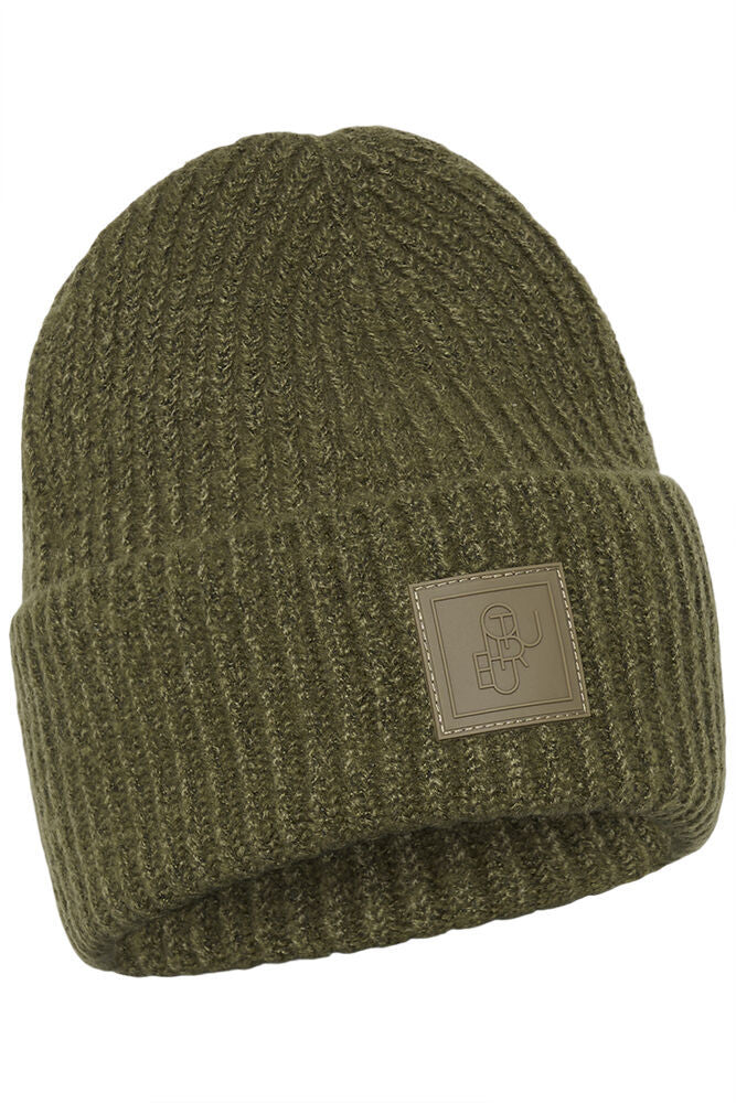Merva ribbed knit hat in Burnt Olive by Culture