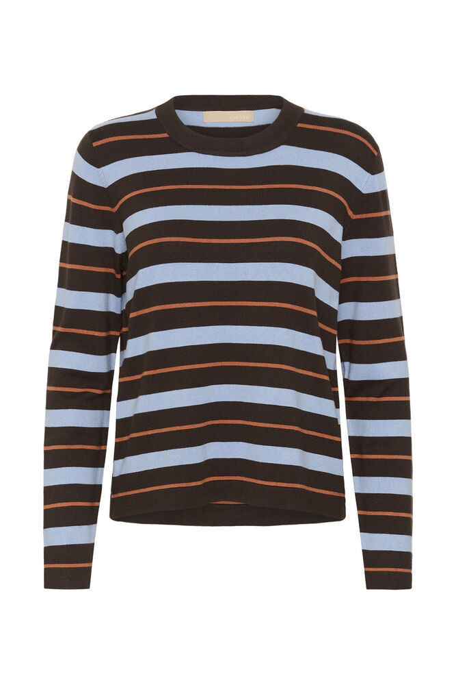 CUbalto Annemette Pullover by Culture in Brown/Blue Stripe - front view