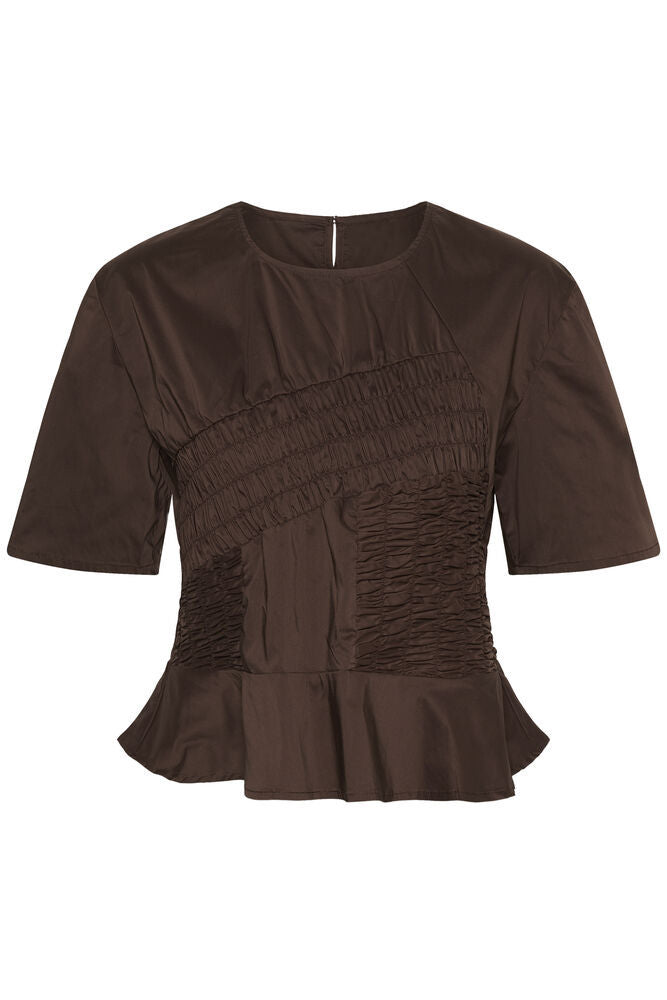 CUajda Antoinett SS Blouse by Culture in Coffee Bean - front view