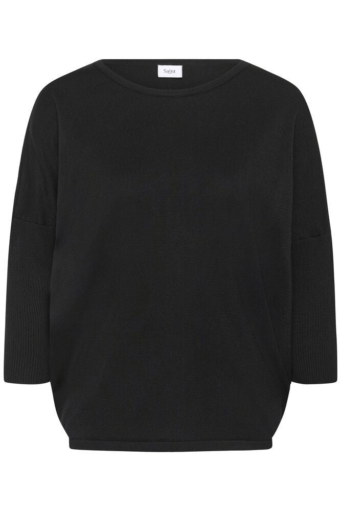 Mila R-Neck Pullover in Black by Saint Tropez