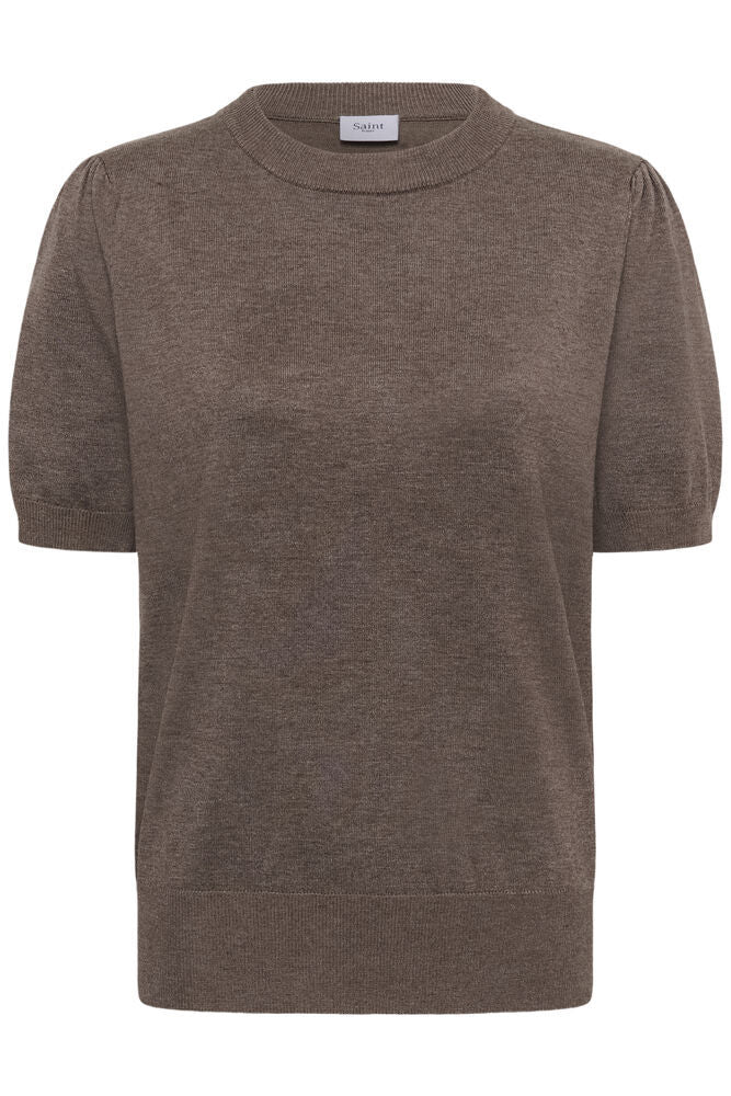 Mila Short-Sleeve Pullover in Mink Melange by Saint Tropez
