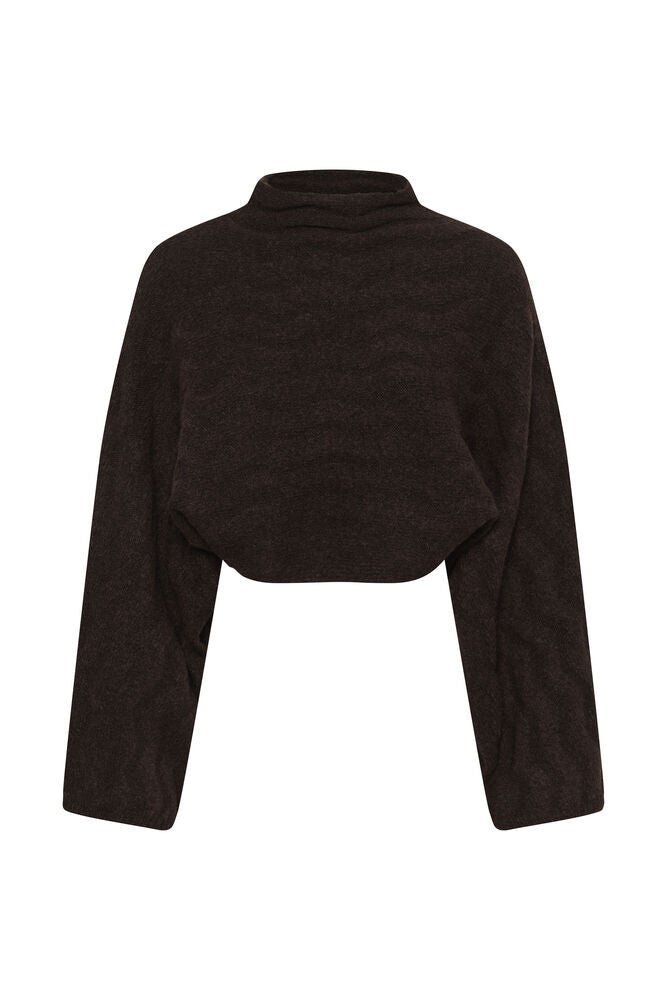 Soaked in Luxury Idalia Wool-Blend Poncho Sweater in Ganache Melange