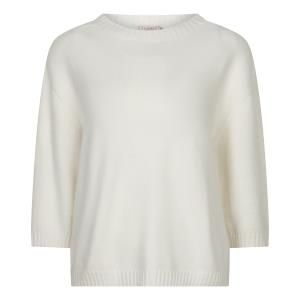 Shoulder-Detail Short-Sleeve Sweater by EsQualo in Off White | Maison Khloe