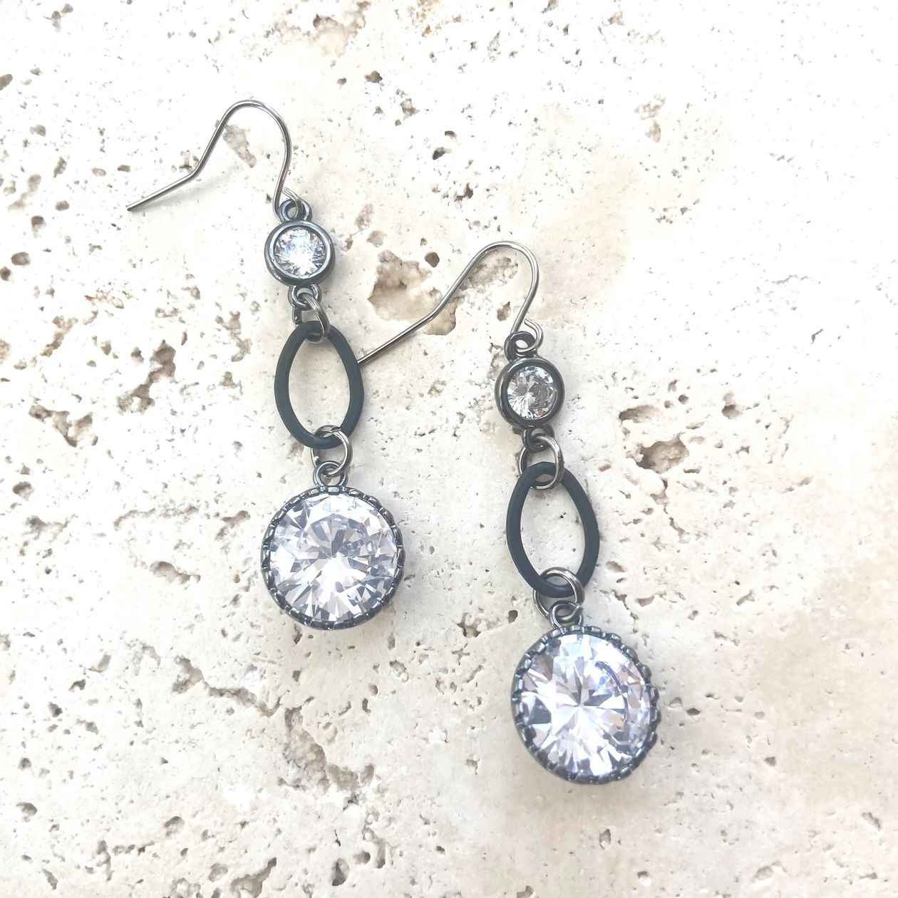 Crystal Matte Black Earrings by VB&CO Jewelry VB&CO DESIGNS HANDMADE JEWELRY