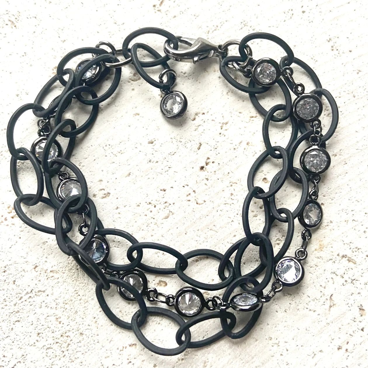 Matte Black Crystal Chain Bracelet by VB&CO Jewelry VB&CO DESIGNS HANDMADE JEWELRY