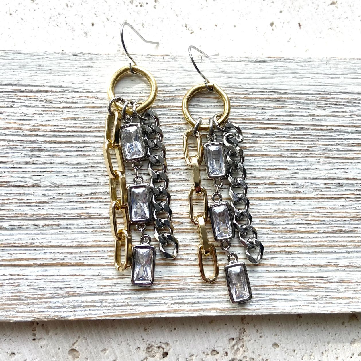 Mixed Metal Glam Earrings by VB&CO Jewelry VB&CO DESIGNS HANDMADE JEWELRY