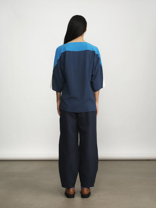 Etta Barrel Trouser by Jennifer Glasgow in Navy - side or detail view