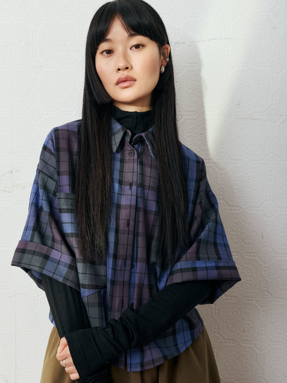 Katarina Button Down by Eve Gravel Tops EVE GRAVEL Tartan Bleu