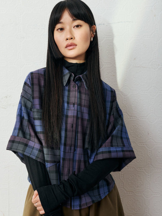Katarina Button Down by Eve Gravel Tops EVE GRAVEL Tartan Bleu