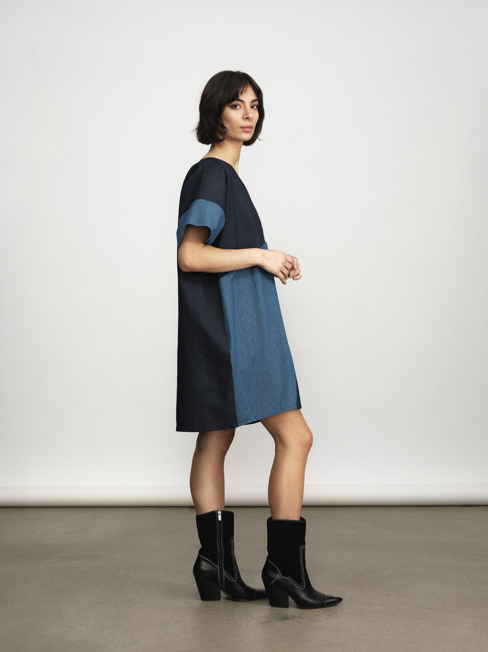 Petra Denim Tunic by Jennifer Glasgow in Denim - side or detail view
