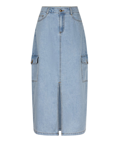 Denim Cargo Midi Skirt by EsQualo