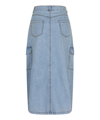 Denim Cargo Midi Skirt by EsQualo