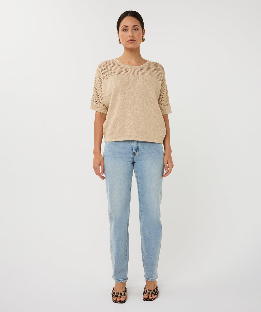 Raglan Short Sleeve Knit by EsQualo Knit Tops EsQualo
