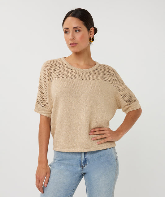 Raglan Short Sleeve Knit by EsQualo Knit Tops EsQualo