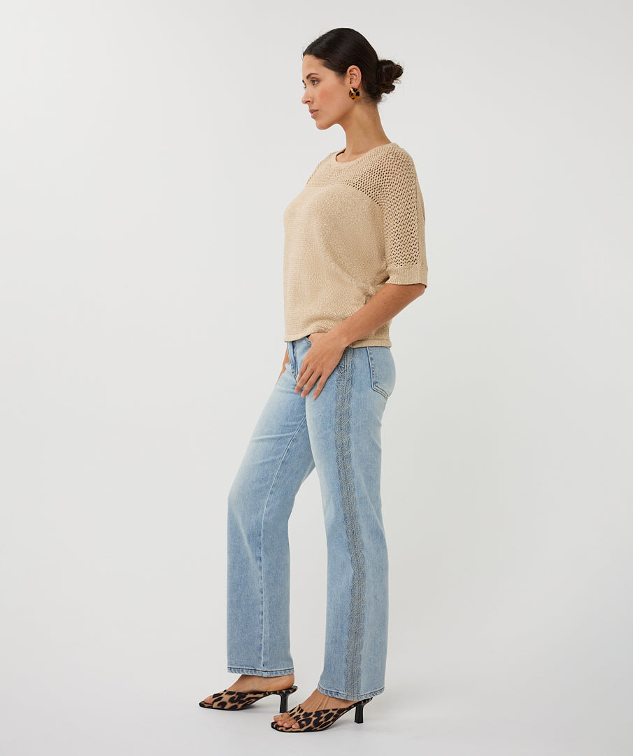 Raglan Short Sleeve Knit by EsQualo Knit Tops EsQualo