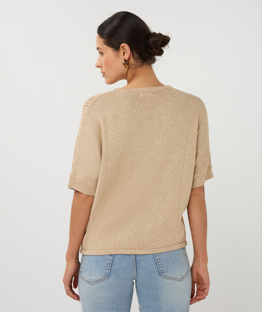 Raglan Short Sleeve Knit by EsQualo Knit Tops EsQualo