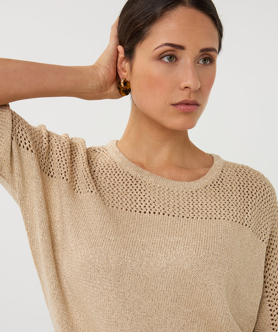 Raglan Short Sleeve Knit by EsQualo Knit Tops EsQualo