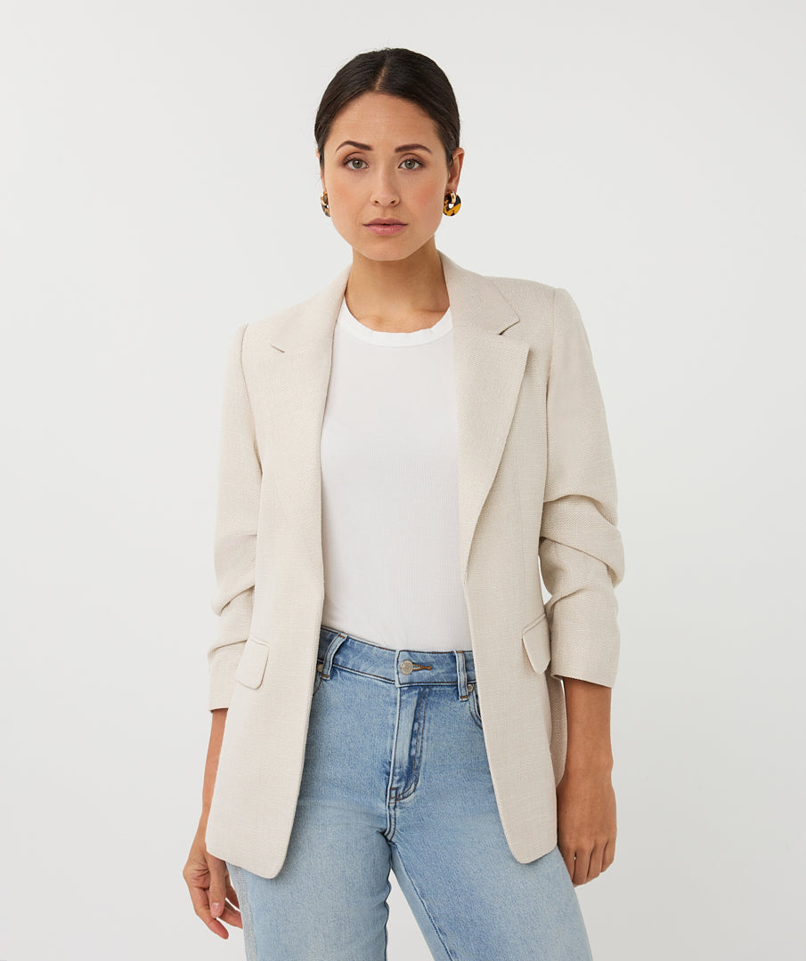 Linen Look Blazer by EsQualo Blazer EsQualo