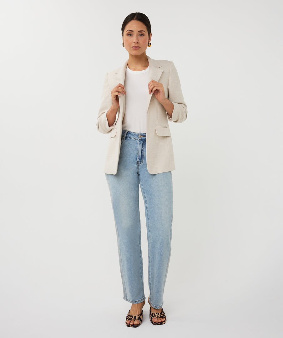 Linen Look Blazer by EsQualo Blazer EsQualo