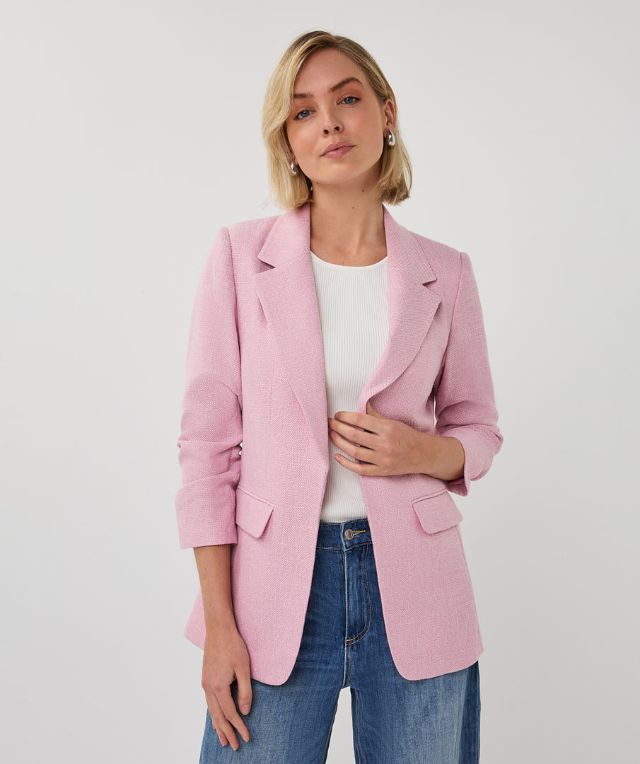 Linen Look Blazer by EsQualo Blazer EsQualo