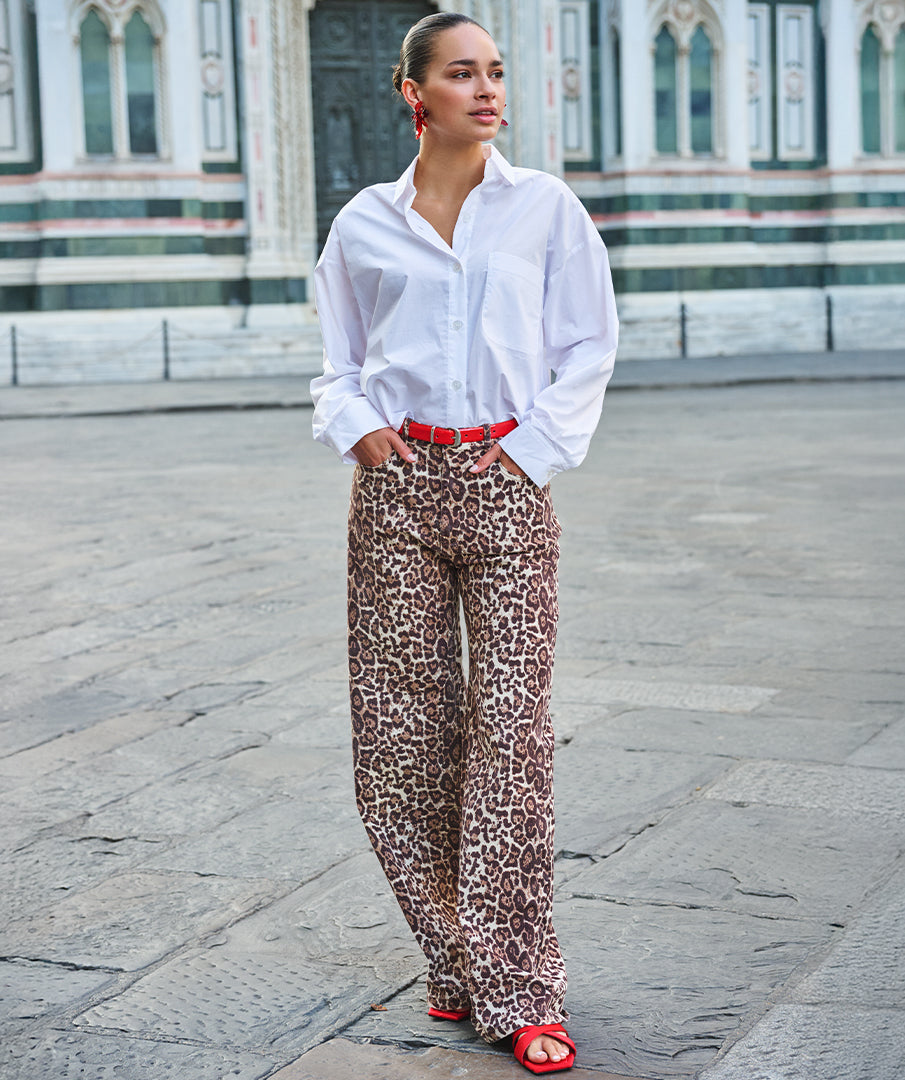 Wide Leg in Leopard by EsQualo Bottoms EsQualo