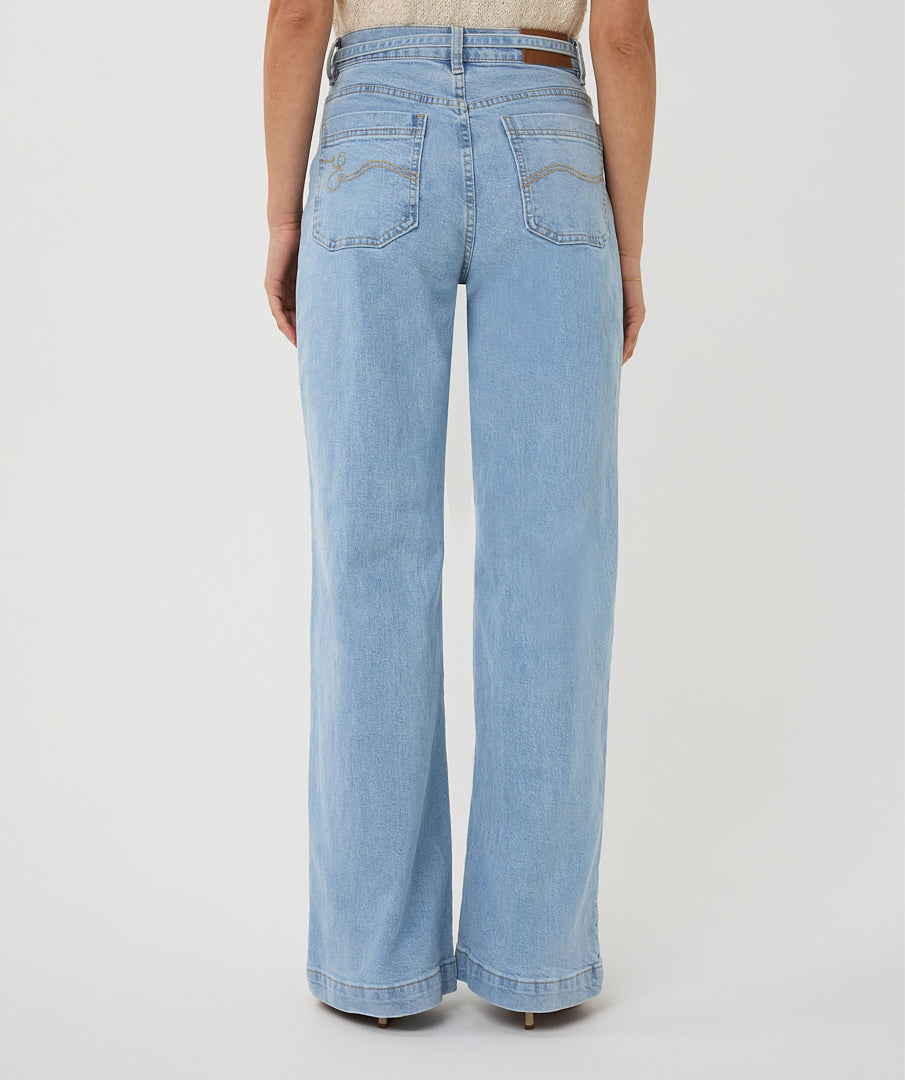 Wide Denim Tie Detail by EsQualo Jeans EsQualo Blue