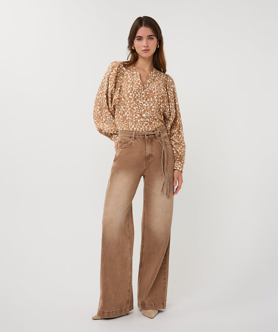 Wide Denim Tie Detail by EsQualo Jeans EsQualo