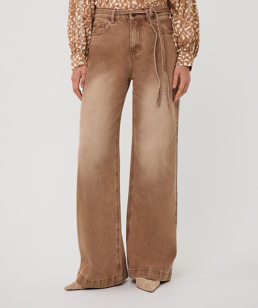 Wide Denim Tie Detail by EsQualo Jeans EsQualo