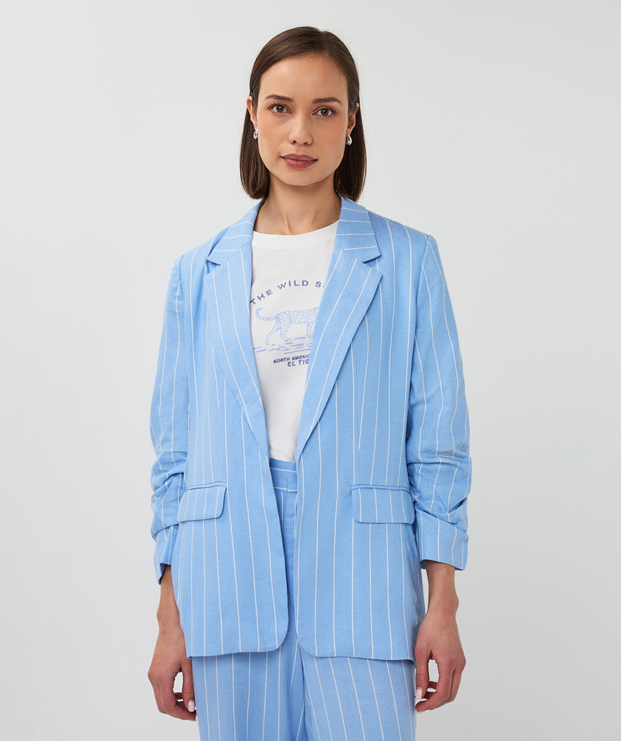 Striped Linen Blazer by EsQualo Blazer EsQualo