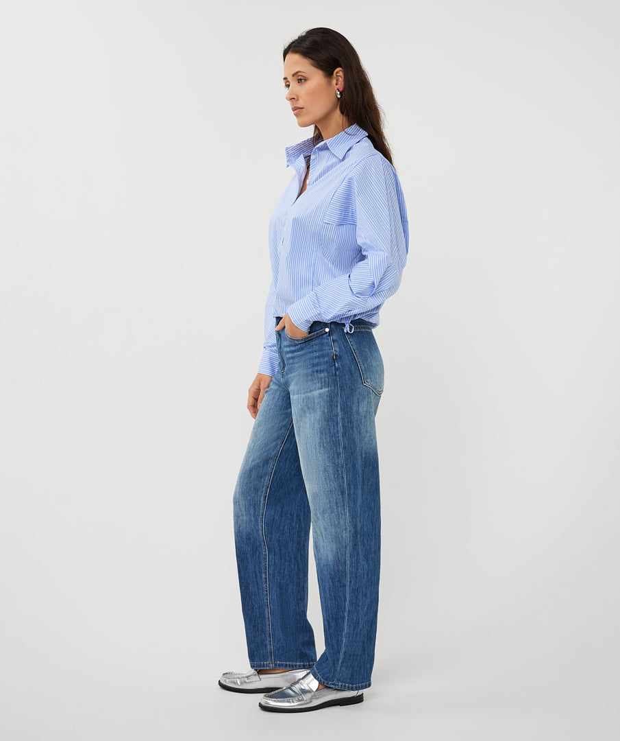 Striped Poplin Shirt by EsQualo Blouse EsQualo