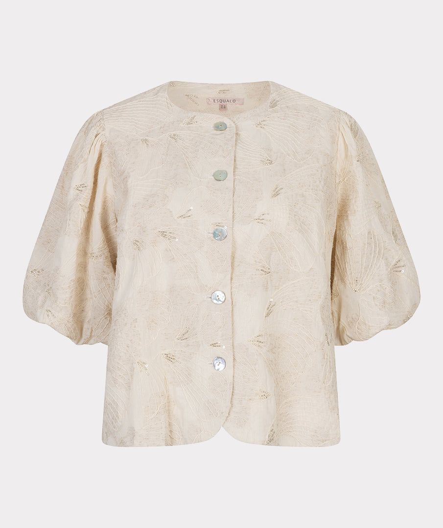 Short Sleeve Embellished Top by EsQualo Blouse EsQualo