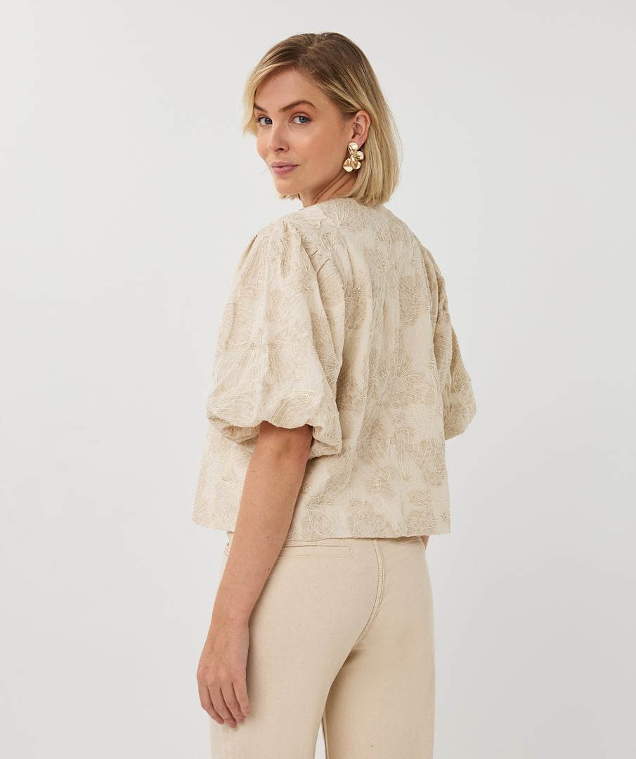 Short Sleeve Embellished Top by EsQualo Blouse EsQualo
