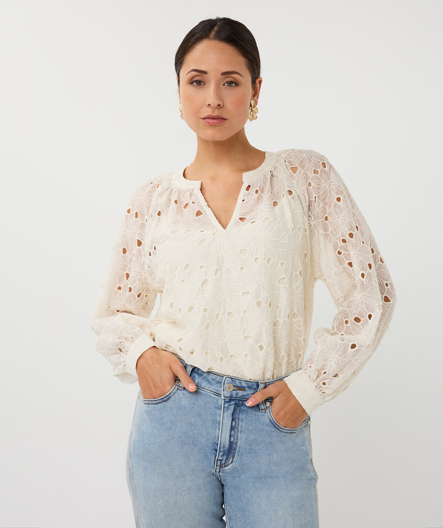 Embroidered Raglan Sleeve Blouse by EsQualo