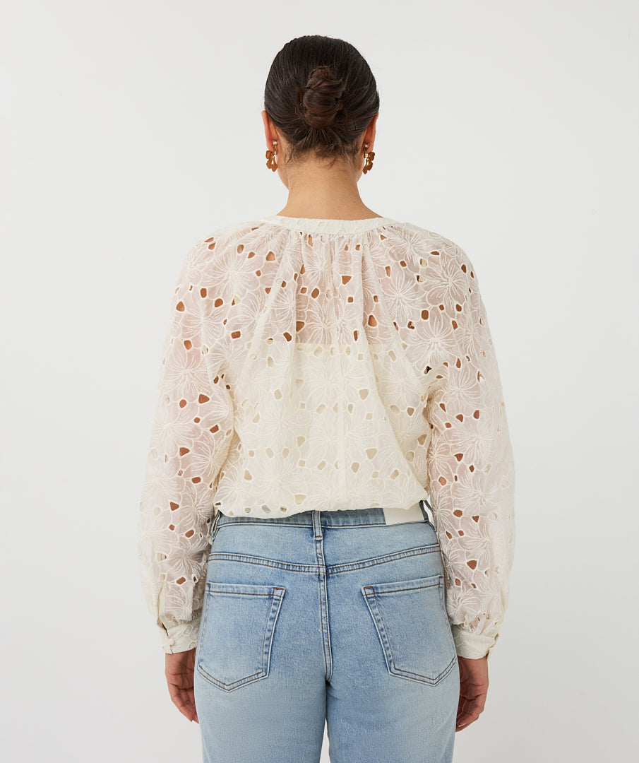 Embroidered Raglan Sleeve Blouse by EsQualo